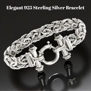 Elegant Byzantine Style Sterling Silver Woven Link Bracelet
